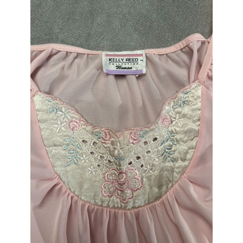 Vintage 80s Pink Nightgown Size XL 1980s  Barbiecore Feminine Midi Nightie - Picture 3 of 4